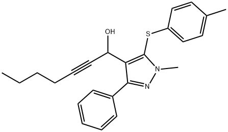 1-(1-METHYL-5-[(4-METHYLPHENYL)SULFANYL]-3-PHENYL-1H-PYRAZOL-4-YL)-2-HEPTYN-1-OL Struktur