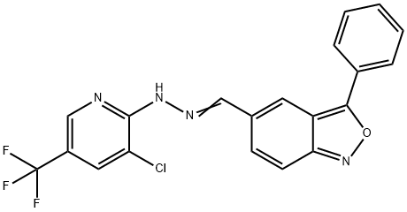 3-PHENYL-2,1-BENZISOXAZOLE-5-CARBALDEHYDE N-[3-CHLORO-5-(TRIFLUOROMETHYL)-2-PYRIDINYL]HYDRAZONE Struktur