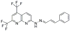 3-PHENYLACRYLALDEHYDE N-[5,7-BIS(TRIFLUOROMETHYL)[1,8]NAPHTHYRIDIN-2-YL]HYDRAZONE Struktur