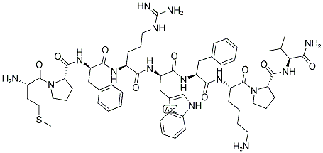 H-MET-PRO-D-PHE-ARG-D-TRP-PHE-LYS-PRO-VAL-NH2 Struktur