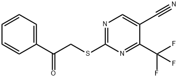 2-[(2-OXO-2-PHENYLETHYL)SULFANYL]-4-(TRIFLUOROMETHYL)-5-PYRIMIDINECARBONITRILE Struktur