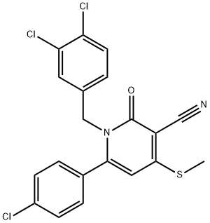 6-(4-CHLOROPHENYL)-1-(3,4-DICHLOROBENZYL)-4-(METHYLSULFANYL)-2-OXO-1,2-DIHYDRO-3-PYRIDINECARBONITRILE Struktur