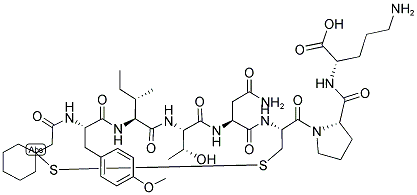 BETA-MERCAPTO-BETA,BETA-CYCLOPENTAMETHYLENE-PROPIONYL-TYR(ME)-ILE-THR-ASN-CYS-PRO-ORN-OH Struktur