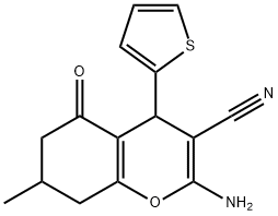 2-AMINO-7-METHYL-5-OXO-4-(2-THIENYL)-4,6,7,8-TETRAHYDRO2H-CHROMENE-3-CARBONITRILE Struktur