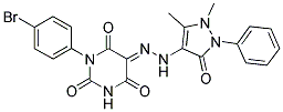 (5E)-1-(4-BROMOPHENYL)PYRIMIDINE-2,4,5,6(1H,3H)-TETRONE 5-[(1,5-DIMETHYL-3-OXO-2-PHENYL-2,3-DIHYDRO-1H-PYRAZOL-4-YL)HYDRAZONE] Struktur