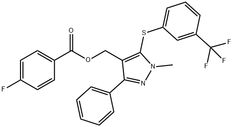 (1-METHYL-3-PHENYL-5-([3-(TRIFLUOROMETHYL)PHENYL]SULFANYL)-1H-PYRAZOL-4-YL)METHYL 4-FLUOROBENZENECARBOXYLATE Struktur