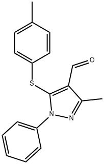 3-METHYL-5-[(4-METHYLPHENYL)SULFANYL]-1-PHENYL-1H-PYRAZOLE-4-CARBALDEHYDE Struktur