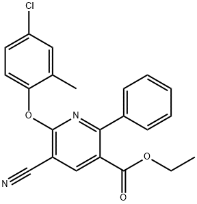 ETHYL 6-(4-CHLORO-2-METHYLPHENOXY)-5-CYANO-2-PHENYLNICOTINATE Struktur