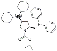 (2S,4S)-1-T-BUTOXYCARBONYL 4-DICYCLOHEXYLPHOSPHINO 2-DIPHENYLPHOSPHINOMETHYL-PYRROLIDINE Struktur