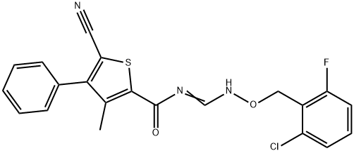 N-(([(2-CHLORO-6-FLUOROBENZYL)OXY]IMINO)METHYL)-5-CYANO-3-METHYL-4-PHENYL-2-THIOPHENECARBOXAMIDE Struktur