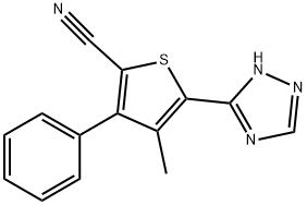 4-METHYL-3-PHENYL-5-(1H-1,2,4-TRIAZOL-3-YL)-2-THIOPHENECARBONITRILE Struktur