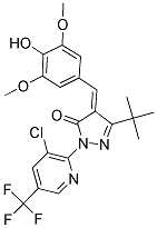 3-(TERT-BUTYL)-1-(3-CHLORO-5-(TRIFLUOROMETHYL)(2-PYRIDYL))-4-((4-HYDROXY-3,5-DIMETHOXYPHENYL)METHYLENE)-2-PYRAZOLIN-5-ONE Struktur