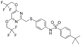 N-[4-[[[4,6-BIS(2,2,2-TRIFLUOROETHOXY)PYRIMIDIN-2-YL]METHYL]THIO]PHENYL]4-TERT-BUTYLBENZENESULPHONAMIDE Struktur