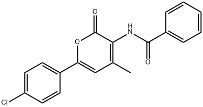 N-[6-(4-CHLOROPHENYL)-4-METHYL-2-OXO-2H-PYRAN-3-YL]BENZENECARBOXAMIDE Struktur