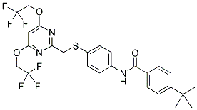 N-[4-[[[4,6-BIS(2,2,2-TRIFLUOROETHOXY)PYRIMIDIN-2-YL]METHYL]THIO]PHENYL]4-TERT-BUTYLBENZAMIDE Struktur