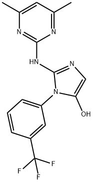 2-[(4,6-DIMETHYLPYRIMIDIN-2-YL)AMINO]-1-[3-(TRIFLUOROMETHYL)PHENYL]-1H-IMIDAZOL-5-OL Struktur