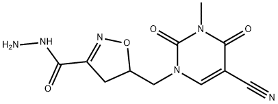 5-([5-CYANO-3-METHYL-2,4-DIOXO-3,4-DIHYDRO-1(2H)-PYRIMIDINYL]METHYL)-4,5-DIHYDRO-3-ISOXAZOLECARBOHYDRAZIDE Struktur