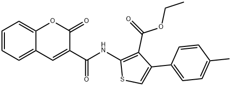 ETHYL 4-(4-METHYLPHENYL)-2-{[(2-OXO-2H-CHROMEN-3-YL)CARBONYL]AMINO}THIOPHENE-3-CARBOXYLATE Struktur