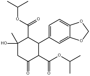 DIISOPROPYL 2-(1,3-BENZODIOXOL-5-YL)-4-HYDROXY-4-METHYL-6-OXO-1,3-CYCLOHEXANEDICARBOXYLATE Struktur