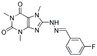 3-FLUOROBENZALDEHYDE (1,3,7-TRIMETHYL-2,6-DIOXO-2,3,6,7-TETRAHYDRO-1H-PURIN-8-YL)HYDRAZONE Struktur