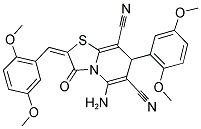 (E)-5-AMINO-2-(2,5-DIMETHOXYBENZYLIDENE)-7-(2,5-DIMETHOXYPHENYL)-3-OXO-3,7-DIHYDRO-2H-THIAZOLO[3,2-A]PYRIDINE-6,8-DICARBONITRILE Struktur