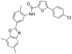 5-(4-CHLOROPHENYL)-N-(5-(5,7-DIMETHYLBENZO[D]OXAZOL-2-YL)-2-METHYLPHENYL)FURAN-2-CARBOXAMIDE Struktur