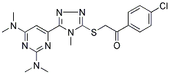 2-[5-(2,6-BIS(DIMETHYLAMINO)PYRIMIDIN-4-YL)-4-METHYL-(4H)-1,2,4-TRIAZOL-3-YL-THIO]-1-(4-CHLOROPHENYL)ETHANONE Struktur