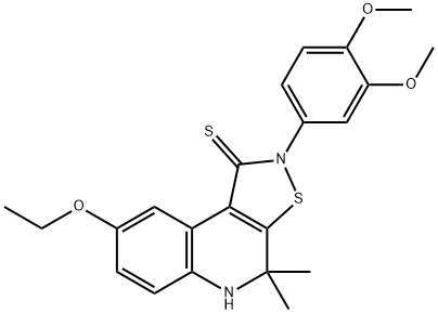 2-(3,4-DIMETHOXYPHENYL)-8-ETHOXY-4,4-DIMETHYL-4,5-DIHYDROISOTHIAZOLO[5,4-C]QUINOLINE-1(2H)-THIONE Struktur