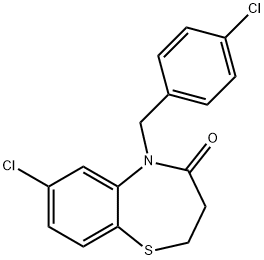 7-CHLORO-5-(4-CHLOROBENZYL)-2,3-DIHYDRO-1,5-BENZOTHIAZEPIN-4(5H)-ONE Struktur