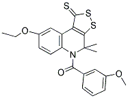 8-ETHOXY-5-(3-METHOXYBENZOYL)-4,4-DIMETHYL-4,5-DIHYDRO-1H-[1,2]DITHIOLO[3,4-C]QUINOLINE-1-THIONE Struktur