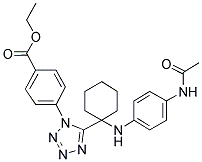 ETHYL 4-(5-(1-(4-ACETAMIDOPHENYLAMINO)CYCLOHEXYL)-1H-TETRAZOL-1-YL)BENZOATE Struktur