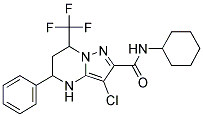 3-CHLORO-N-CYCLOHEXYL-5-PHENYL-7-(TRIFLUOROMETHYL)-4,5,6,7-TETRAHYDROPYRAZOLO[1,5-A]PYRIMIDINE-2-CARBOXAMIDE Struktur