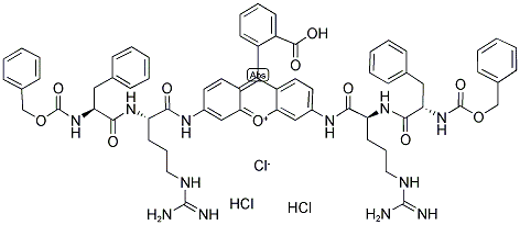 RHODAMINE 110, BIS-(CBZ-L-PHENYLALANYL-L-ARGININE AMIDE), DIHYDROCHLORIDE Struktur