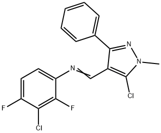 3-CHLORO-N-[(5-CHLORO-1-METHYL-3-PHENYL-1H-PYRAZOL-4-YL)METHYLENE]-2,4-DIFLUOROANILINE Struktur