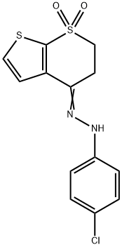 2,3-DIHYDRO-1LAMBDA6-THIENO[2,3-B]THIOPYRAN-1,1,4-TRIONE 4-[N-(4-CHLOROPHENYL)HYDRAZONE] Struktur