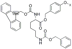 FMOC-LYS(Z)-P-ALKOXYBENZYL ALCOHOL RESIN Struktur