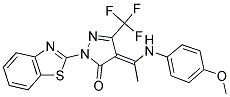 (4E)-2-(1,3-BENZOTHIAZOL-2-YL)-4-{1-[(4-METHOXYPHENYL)AMINO]ETHYLIDENE}-5-(TRIFLUOROMETHYL)-2,4-DIHYDRO-3H-PYRAZOL-3-ONE Struktur