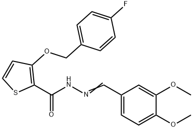 N'-[(E)-(3,4-DIMETHOXYPHENYL)METHYLIDENE]-3-[(4-FLUOROBENZYL)OXY]-2-THIOPHENECARBOHYDRAZIDE Struktur