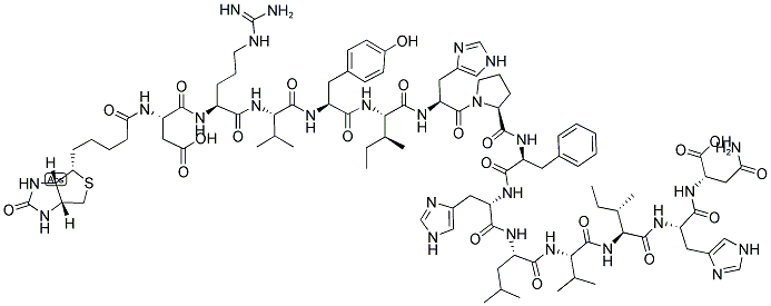 BIOTIN-ASP-ARG-VAL-TYR-ILE-HIS-PRO-PHE-HIS-LEU-VAL-ILE-HIS-ASN Struktur