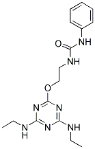 N-(2-{[4,6-BIS(ETHYLAMINO)-1,3,5-TRIAZIN-2-YL]OXY}ETHYL)-N'-PHENYLUREA Struktur