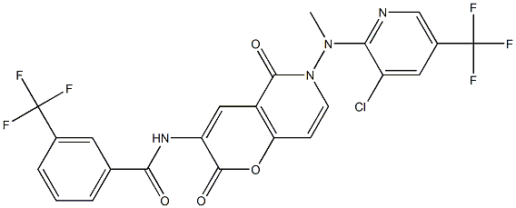 N-(6-[[3-CHLORO-5-(TRIFLUOROMETHYL)-2-PYRIDINYL](METHYL)AMINO]-2,5-DIOXO-5,6-DIHYDRO-2H-PYRANO[3,2-C]PYRIDIN-3-YL)-3-(TRIFLUOROMETHYL)BENZENECARBOXAMIDE Struktur