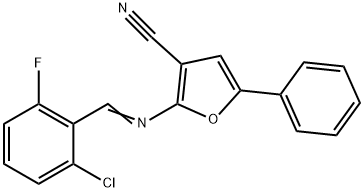 2-([(E)-(2-CHLORO-6-FLUOROPHENYL)METHYLIDENE]AMINO)-5-PHENYL-3-FURONITRILE Struktur