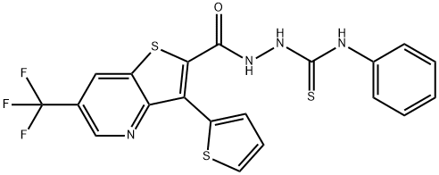 N-PHENYL-2-([3-(2-THIENYL)-6-(TRIFLUOROMETHYL)THIENO[3,2-B]PYRIDIN-2-YL]CARBONYL)-1-HYDRAZINECARBOTHIOAMIDE Struktur