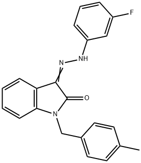 1-(4-METHYLBENZYL)-1H-INDOLE-2,3-DIONE 3-[N-(3-FLUOROPHENYL)HYDRAZONE] Struktur