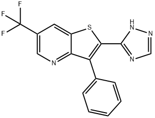 3-PHENYL-2-(1H-1,2,4-TRIAZOL-3-YL)-6-(TRIFLUOROMETHYL)THIENO[3,2-B]PYRIDINE Struktur