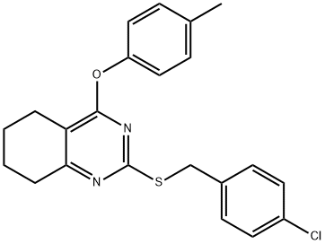 2-[(4-CHLOROBENZYL)SULFANYL]-4-(4-METHYLPHENOXY)-5,6,7,8-TETRAHYDROQUINAZOLINE Struktur