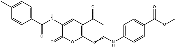 METHYL 4-[((E)-2-(5-ACETYL-3-[(4-METHYLBENZOYL)AMINO]-2-OXO-2H-PYRAN-6-YL)ETHENYL)AMINO]BENZENECARBOXYLATE Struktur