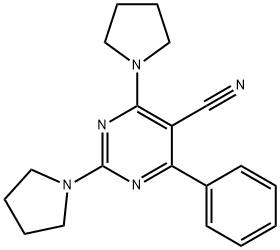 4-PHENYL-2,6-DI(1-PYRROLIDINYL)-5-PYRIMIDINECARBONITRILE Struktur