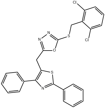 2,6-DICHLOROBENZYL 5-[(2,4-DIPHENYL-1,3-THIAZOL-5-YL)METHYL]-1,3,4-OXADIAZOL-2-YL SULFIDE Struktur