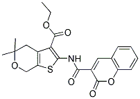 ETHYL 5,5-DIMETHYL-2-(2-OXO-2H-CHROMENE-3-CARBOXAMIDO)-5,7-DIHYDRO-4H-THIENO[2,3-C]PYRAN-3-CARBOXYLATE Struktur